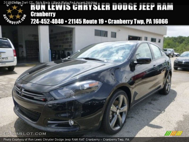 Pitch Black / Black/Ruby Red Accent Stitching 2015 Dodge Dart GT