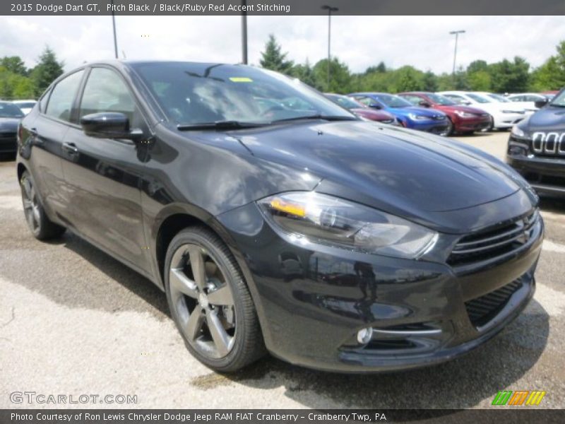 Pitch Black / Black/Ruby Red Accent Stitching 2015 Dodge Dart GT