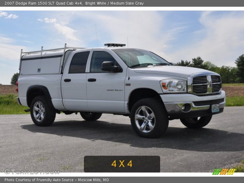 Bright White / Medium Slate Gray 2007 Dodge Ram 1500 SLT Quad Cab 4x4