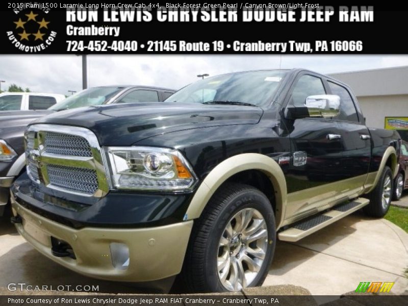 Black Forest Green Pearl / Canyon Brown/Light Frost 2015 Ram 1500 Laramie Long Horn Crew Cab 4x4