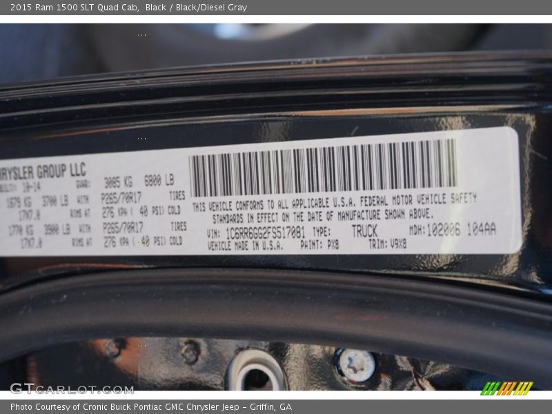 Black / Black/Diesel Gray 2015 Ram 1500 SLT Quad Cab