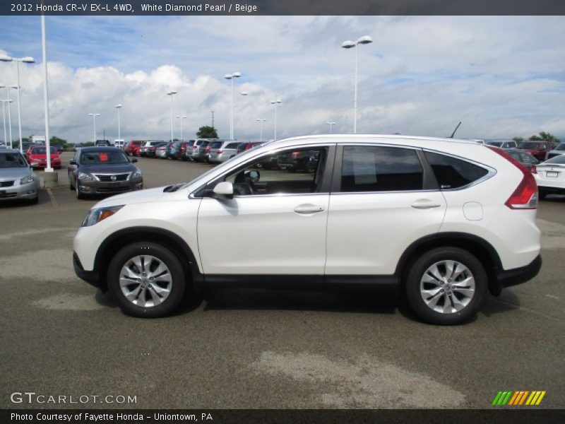 White Diamond Pearl / Beige 2012 Honda CR-V EX-L 4WD