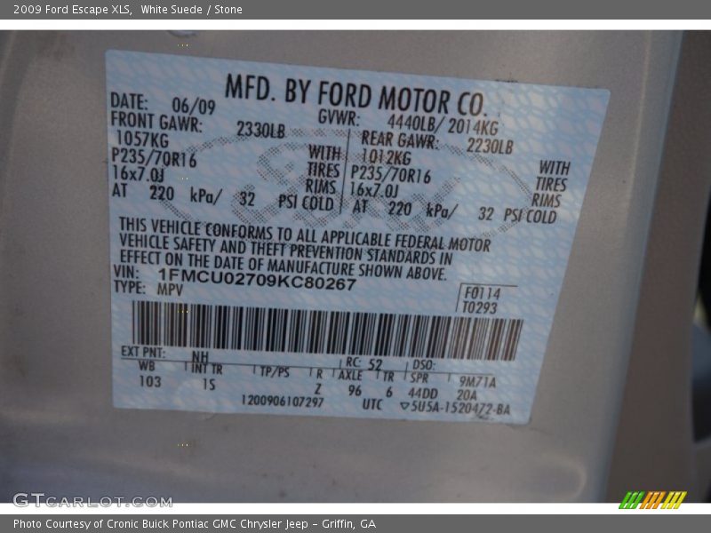 White Suede / Stone 2009 Ford Escape XLS