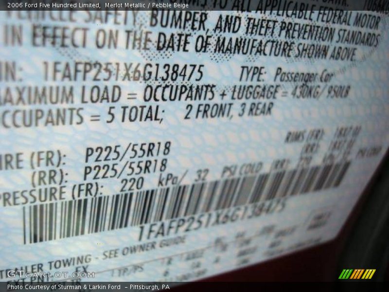 Merlot Metallic / Pebble Beige 2006 Ford Five Hundred Limited