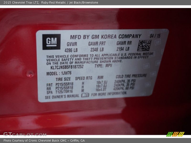 Ruby Red Metallic / Jet Black/Brownstone 2015 Chevrolet Trax LTZ