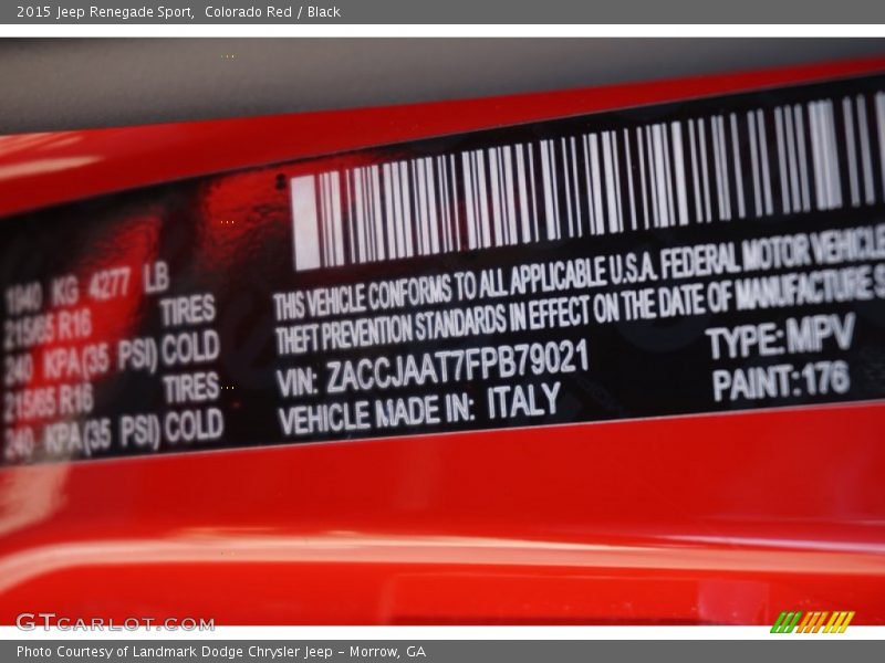 2015 Renegade Sport Colorado Red Color Code 176