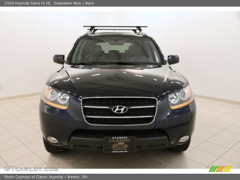 Deepwater Blue / Black 2009 Hyundai Santa Fe SE