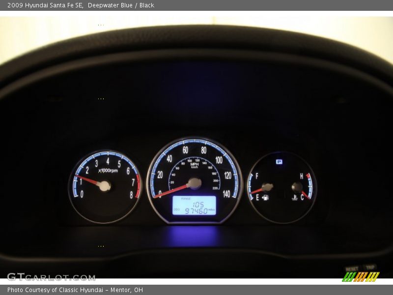 Deepwater Blue / Black 2009 Hyundai Santa Fe SE