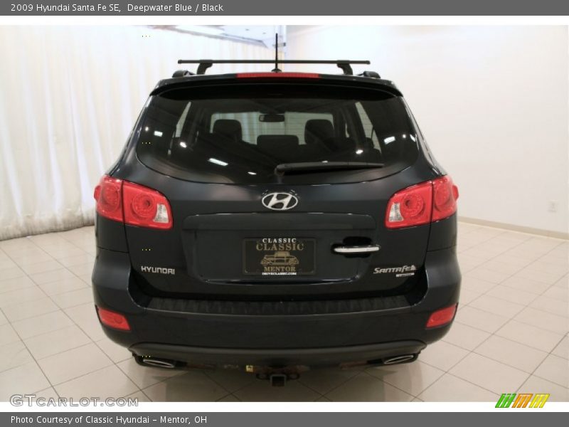 Deepwater Blue / Black 2009 Hyundai Santa Fe SE