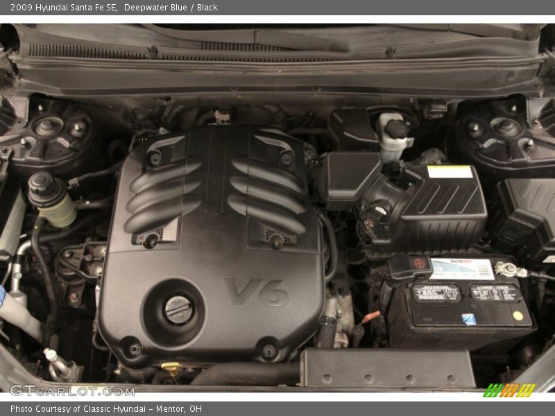Deepwater Blue / Black 2009 Hyundai Santa Fe SE