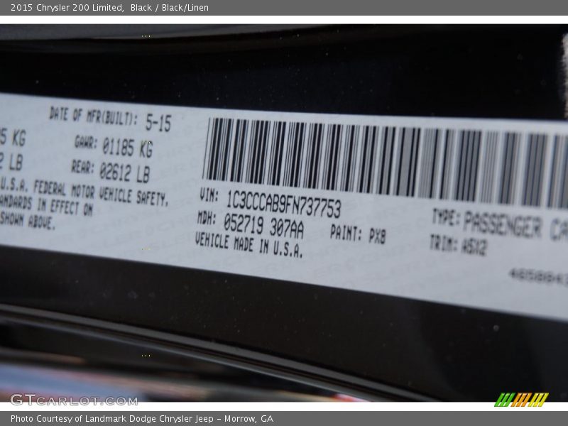 Black / Black/Linen 2015 Chrysler 200 Limited