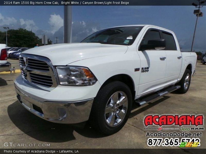 Bright White / Canyon Brown/Light Frost Beige 2014 Ram 1500 Big Horn Crew Cab