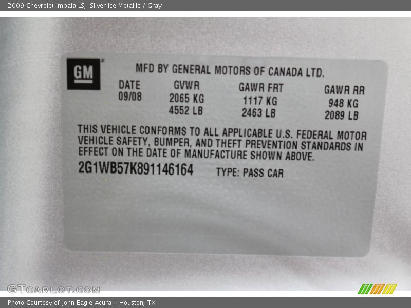 Silver Ice Metallic / Gray 2009 Chevrolet Impala LS
