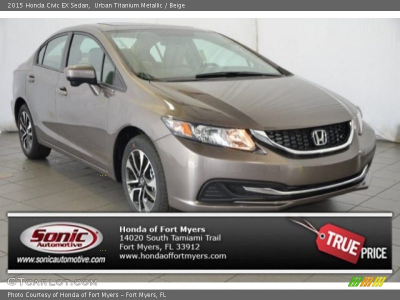 Urban Titanium Metallic / Beige 2015 Honda Civic EX Sedan