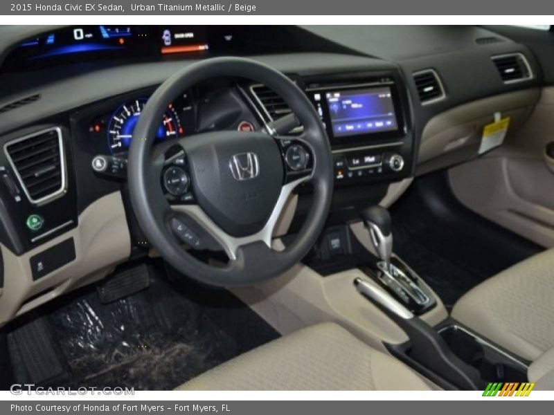 Urban Titanium Metallic / Beige 2015 Honda Civic EX Sedan