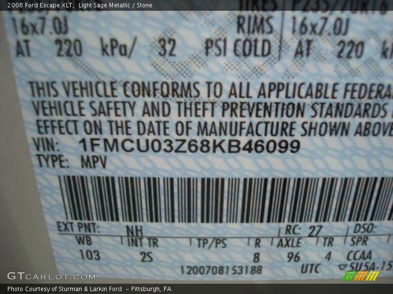 Light Sage Metallic / Stone 2008 Ford Escape XLT