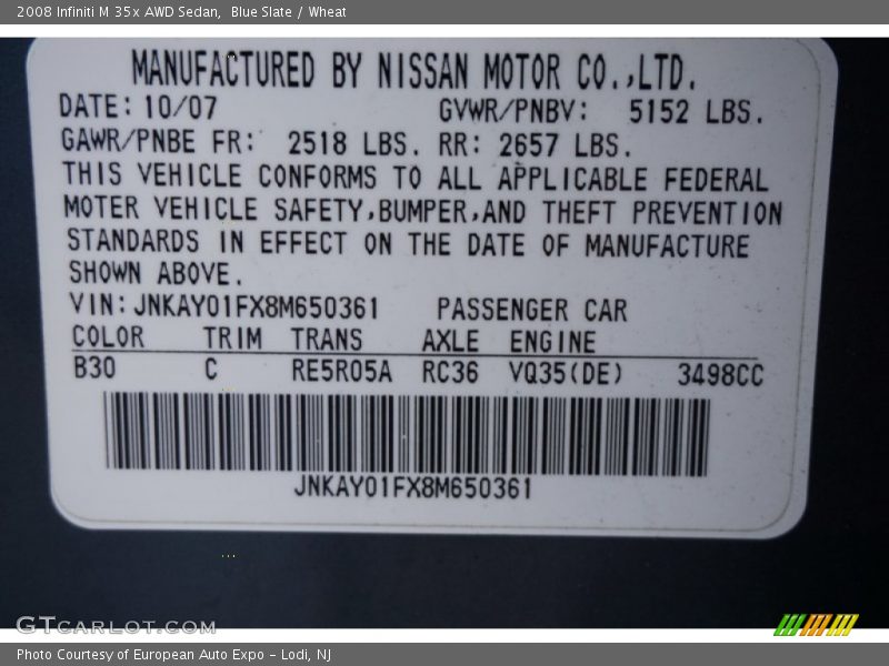 Blue Slate / Wheat 2008 Infiniti M 35x AWD Sedan