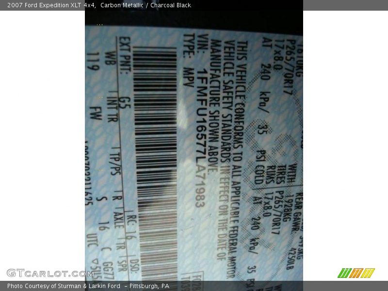 Carbon Metallic / Charcoal Black 2007 Ford Expedition XLT 4x4