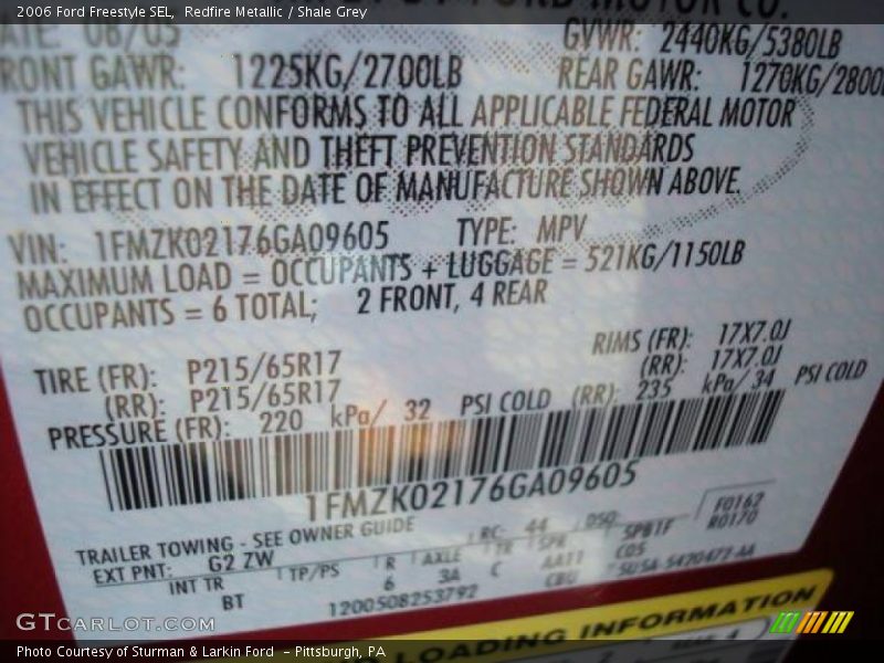 Redfire Metallic / Shale Grey 2006 Ford Freestyle SEL