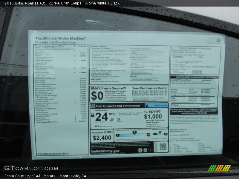  2015 4 Series 435i xDrive Gran Coupe Window Sticker