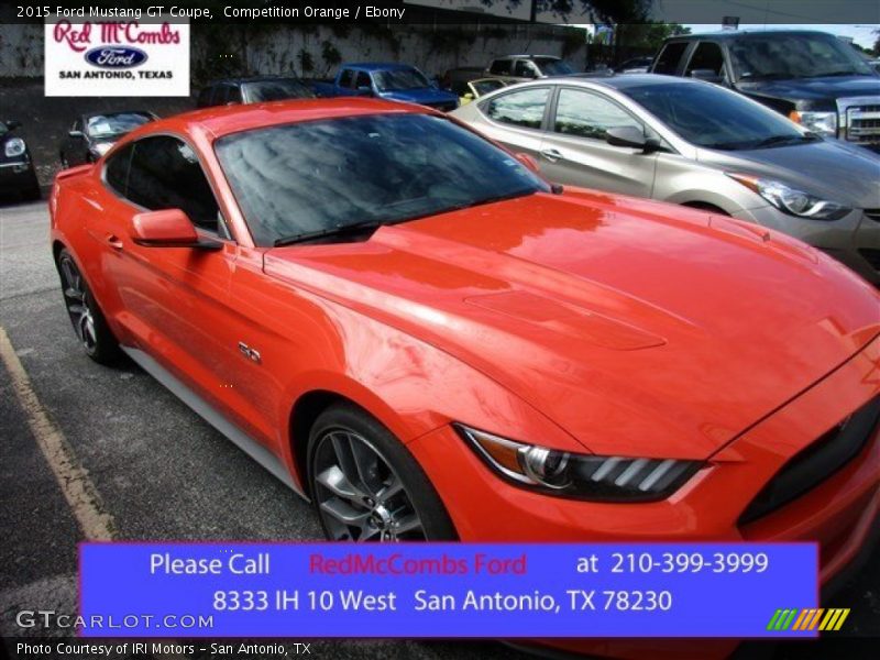 Competition Orange / Ebony 2015 Ford Mustang GT Coupe