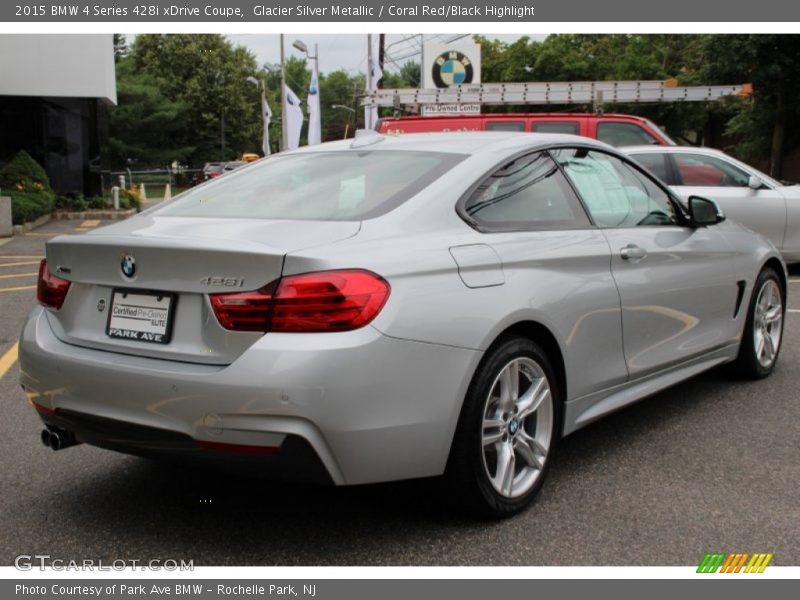 Glacier Silver Metallic / Coral Red/Black Highlight 2015 BMW 4 Series 428i xDrive Coupe