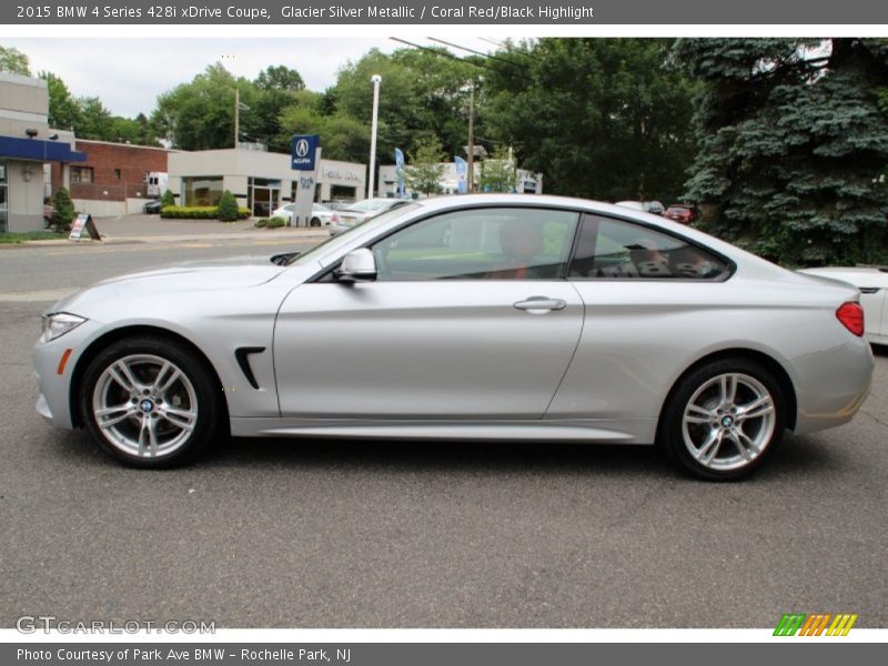 Glacier Silver Metallic / Coral Red/Black Highlight 2015 BMW 4 Series 428i xDrive Coupe