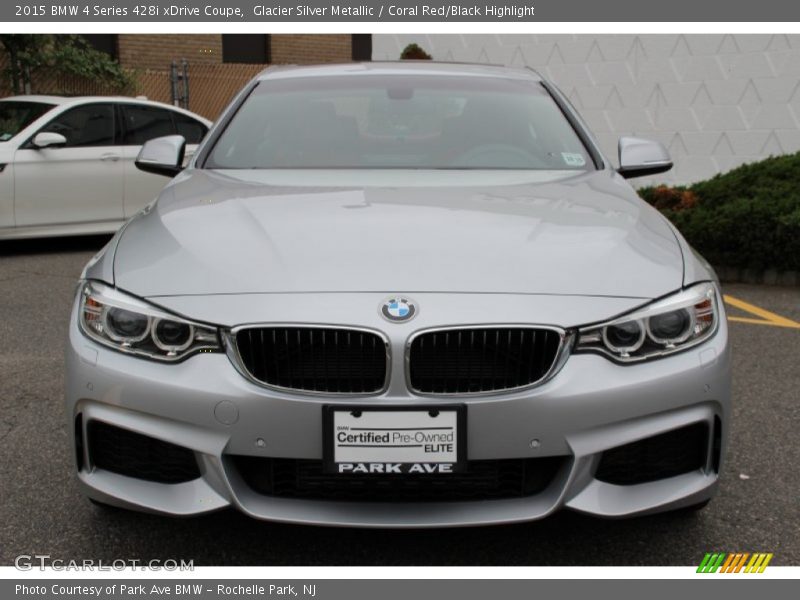 Glacier Silver Metallic / Coral Red/Black Highlight 2015 BMW 4 Series 428i xDrive Coupe