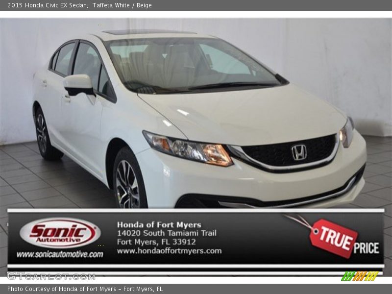 Taffeta White / Beige 2015 Honda Civic EX Sedan