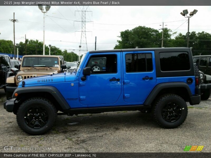 Hydro Blue Pearl / Black 2015 Jeep Wrangler Unlimited Willys Wheeler 4x4