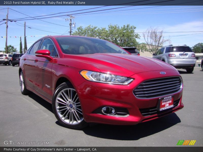 Ruby Red Metallic / Dune 2013 Ford Fusion Hybrid SE