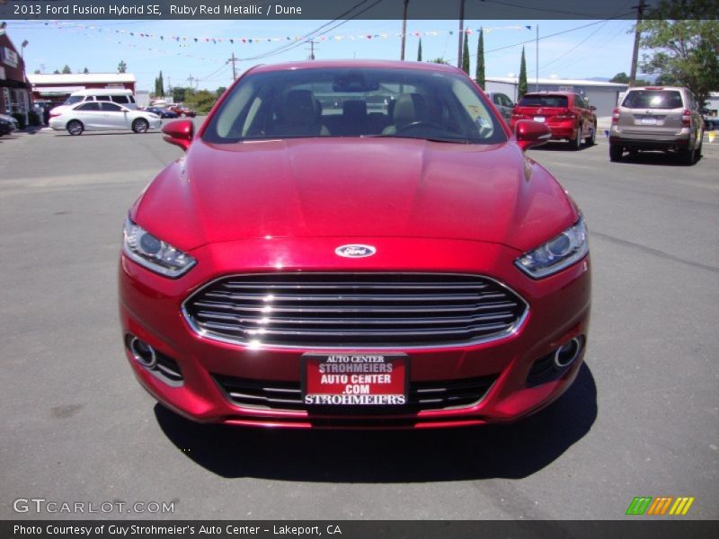 Ruby Red Metallic / Dune 2013 Ford Fusion Hybrid SE