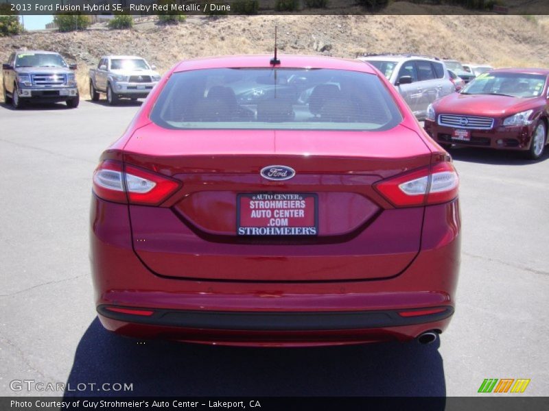 Ruby Red Metallic / Dune 2013 Ford Fusion Hybrid SE