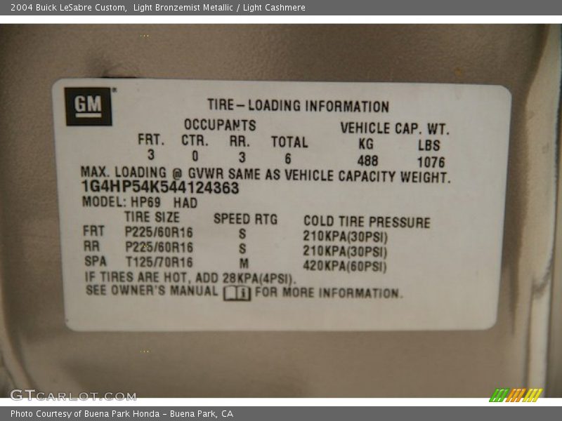 Light Bronzemist Metallic / Light Cashmere 2004 Buick LeSabre Custom
