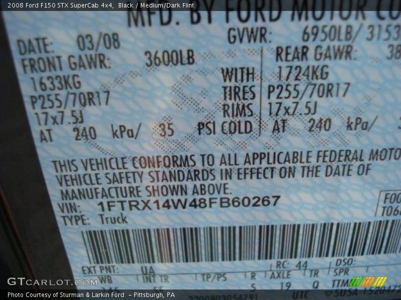 Black / Medium/Dark Flint 2008 Ford F150 STX SuperCab 4x4