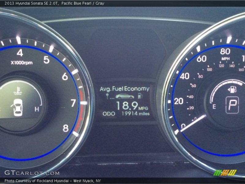 Pacific Blue Pearl / Gray 2013 Hyundai Sonata SE 2.0T