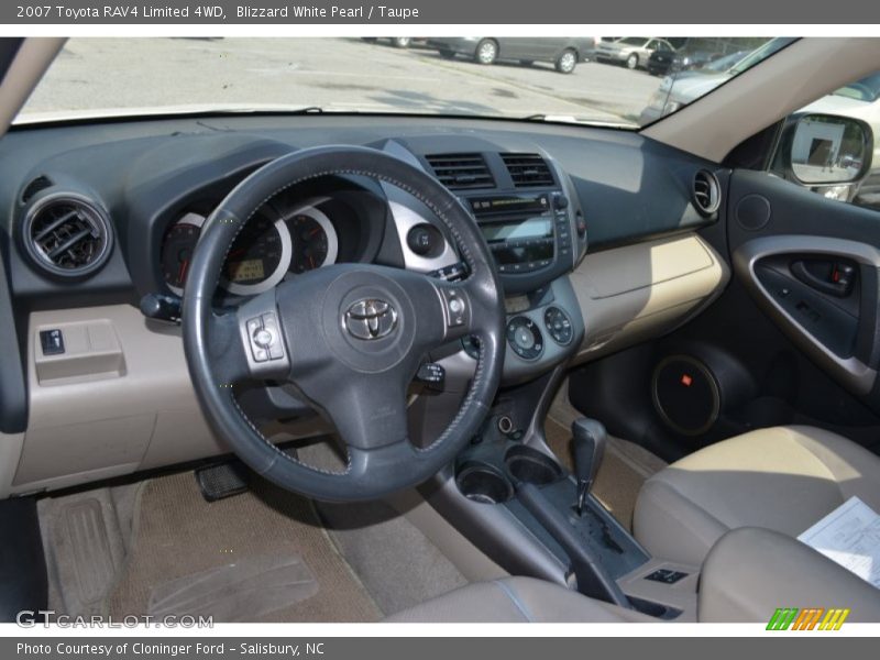 Blizzard White Pearl / Taupe 2007 Toyota RAV4 Limited 4WD