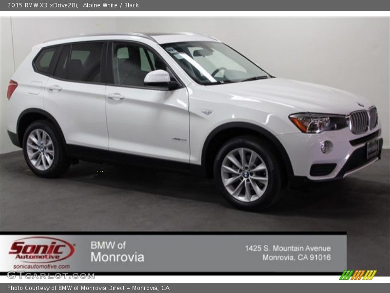 Alpine White / Black 2015 BMW X3 xDrive28i