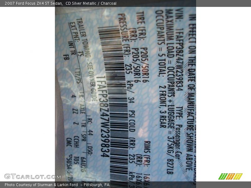 CD Silver Metallic / Charcoal 2007 Ford Focus ZX4 ST Sedan