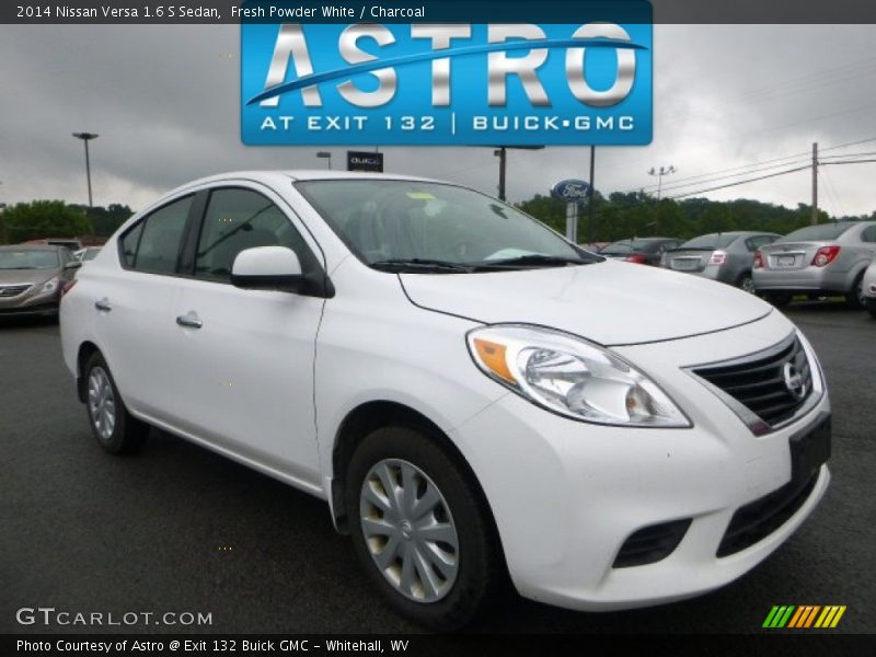 Fresh Powder White / Charcoal 2014 Nissan Versa 1.6 S Sedan