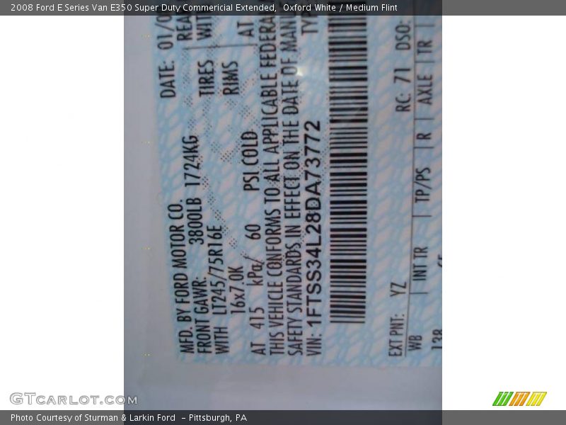 Oxford White / Medium Flint 2008 Ford E Series Van E350 Super Duty Commericial Extended