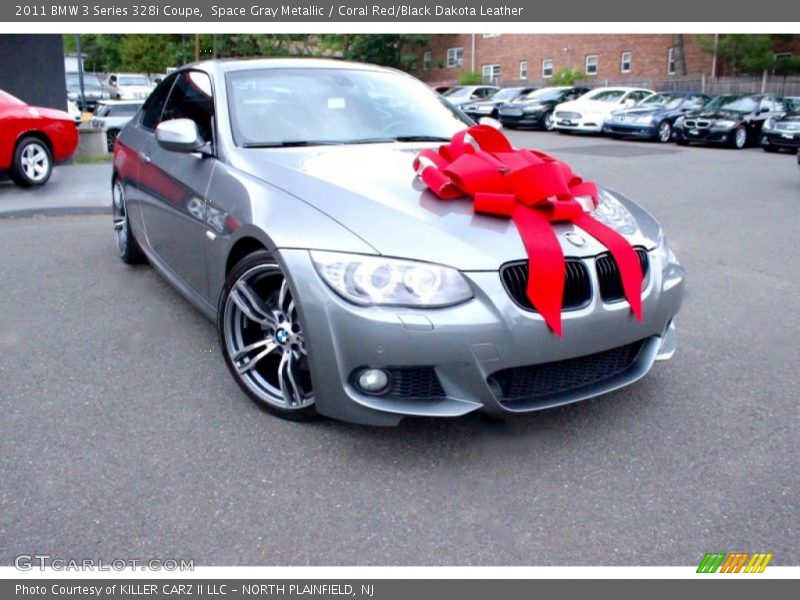 Space Gray Metallic / Coral Red/Black Dakota Leather 2011 BMW 3 Series 328i Coupe