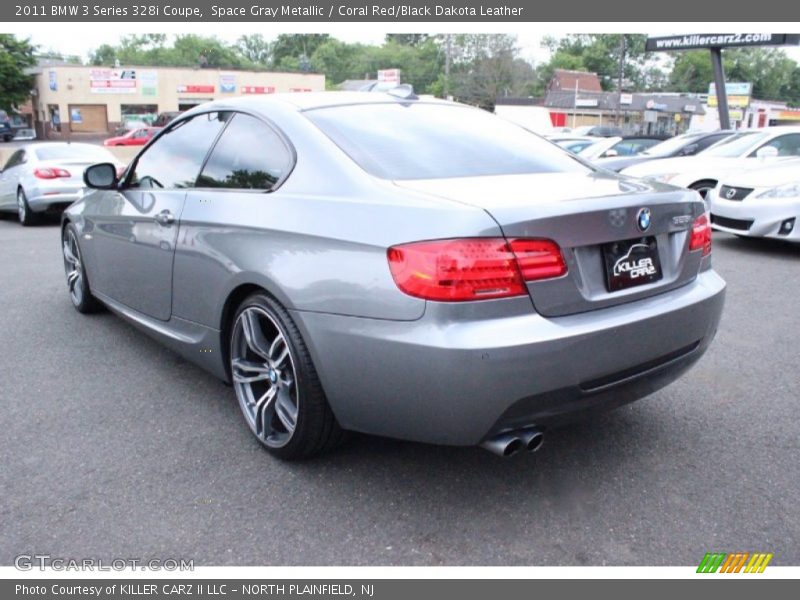 Space Gray Metallic / Coral Red/Black Dakota Leather 2011 BMW 3 Series 328i Coupe