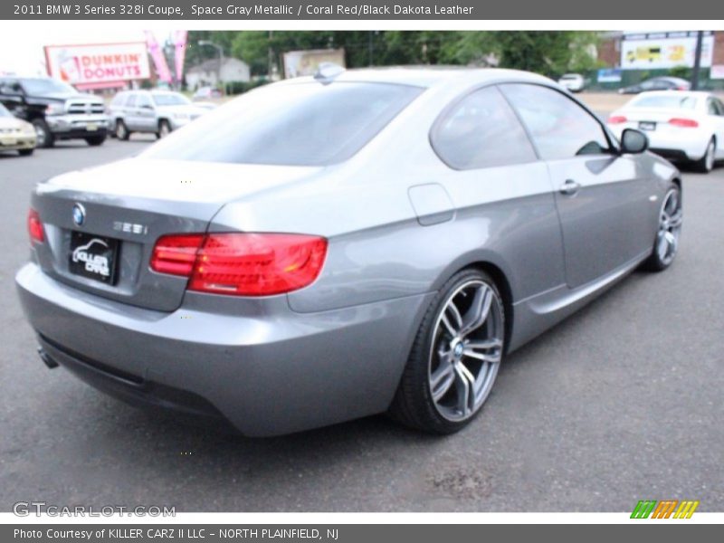Space Gray Metallic / Coral Red/Black Dakota Leather 2011 BMW 3 Series 328i Coupe