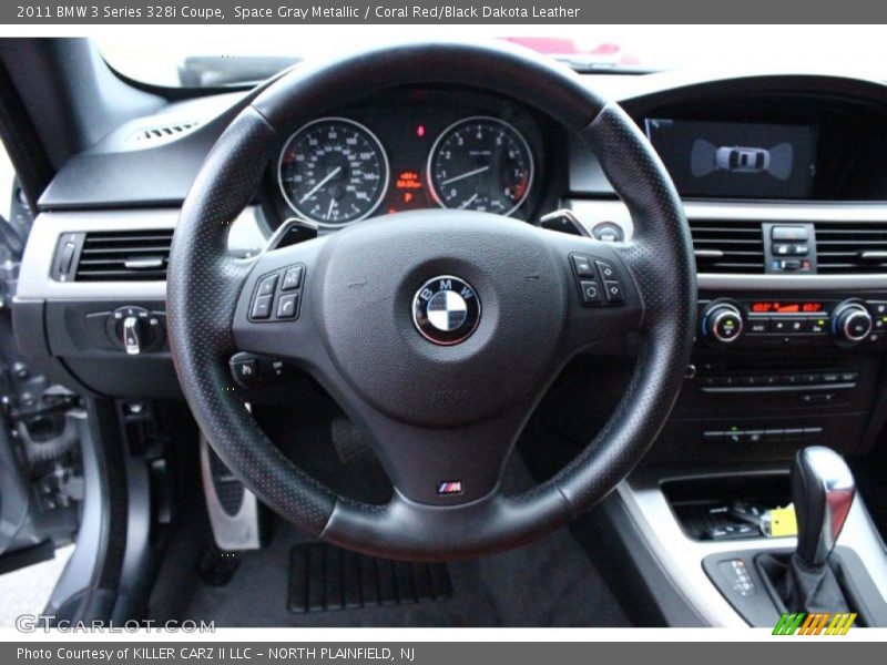 Space Gray Metallic / Coral Red/Black Dakota Leather 2011 BMW 3 Series 328i Coupe