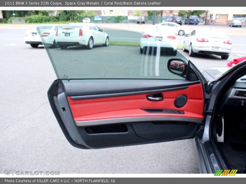 Space Gray Metallic / Coral Red/Black Dakota Leather 2011 BMW 3 Series 328i Coupe