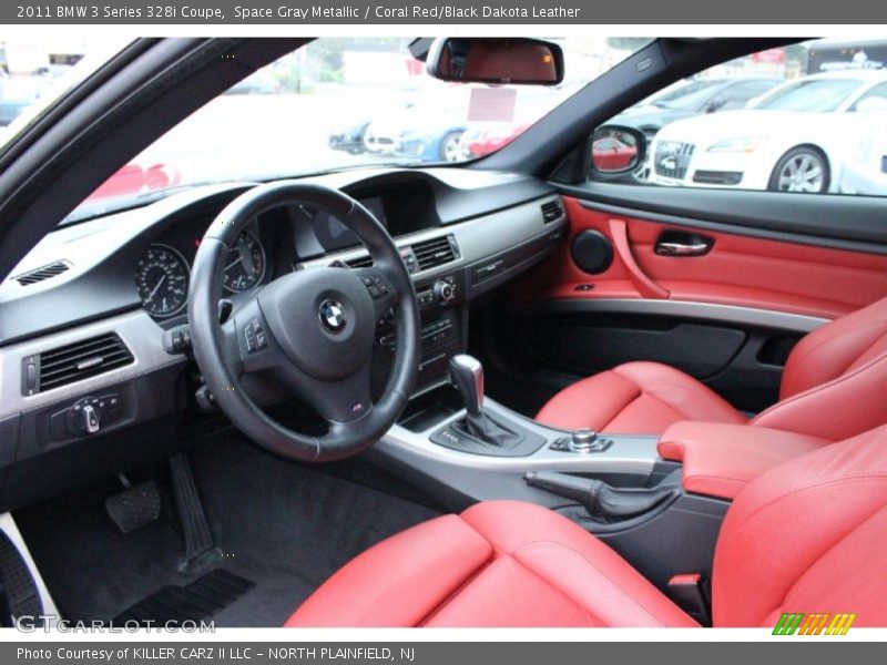Space Gray Metallic / Coral Red/Black Dakota Leather 2011 BMW 3 Series 328i Coupe