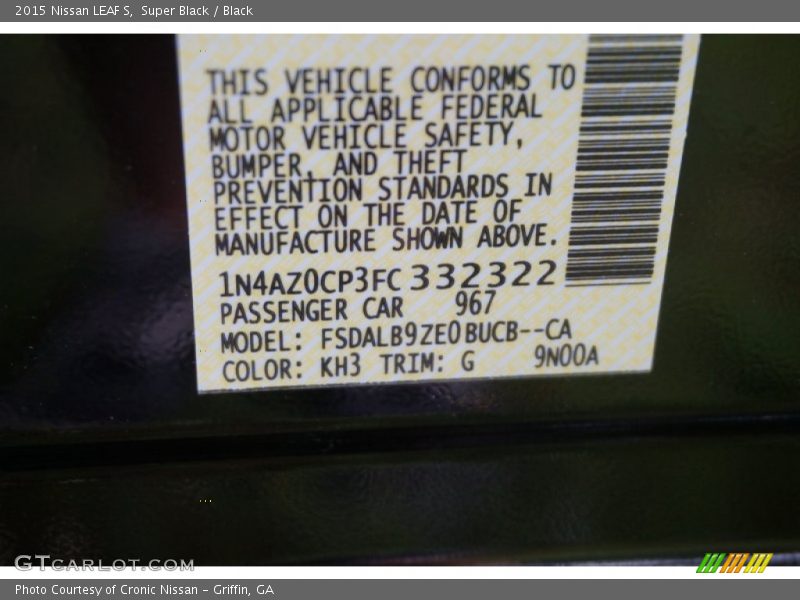 Super Black / Black 2015 Nissan LEAF S