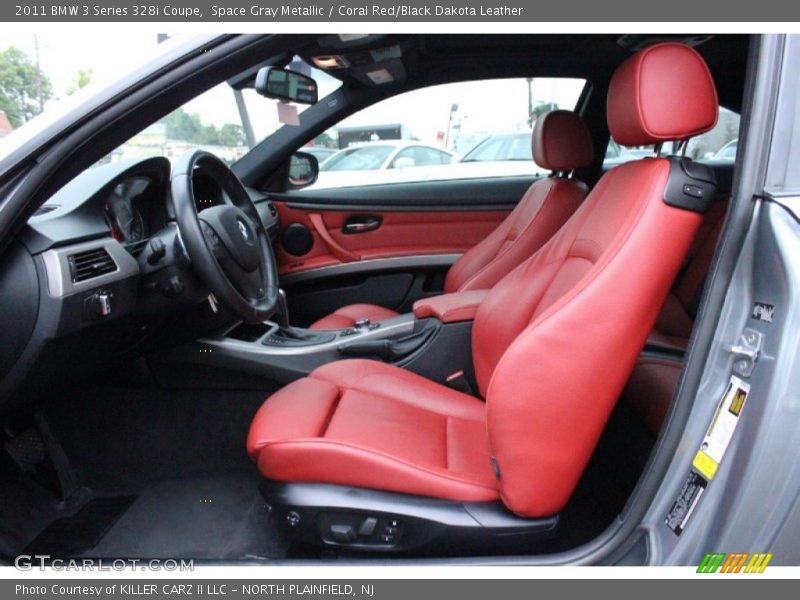 Space Gray Metallic / Coral Red/Black Dakota Leather 2011 BMW 3 Series 328i Coupe