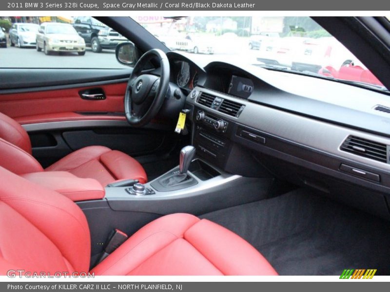 Space Gray Metallic / Coral Red/Black Dakota Leather 2011 BMW 3 Series 328i Coupe